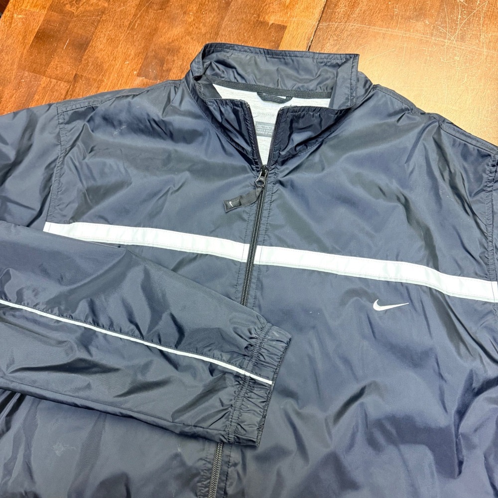 VTG Nike Windbreaker Jacket Mens XXL Tall Silver Tag Full Zip Jersey Lined 90's